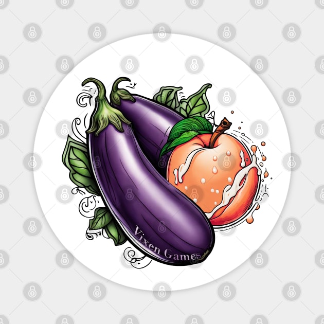 Peach and eggplants Magnet by Vixen Games